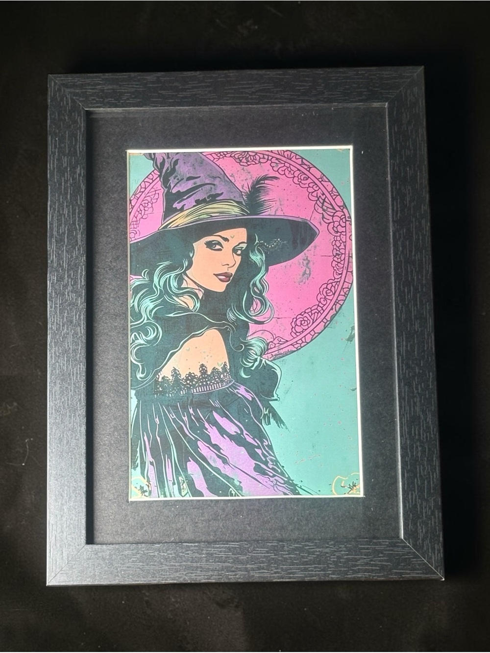 🔮 Mystical Witch & Cauldron Framed Art – Brand New